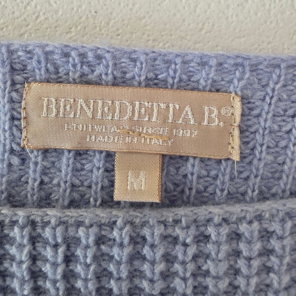 Benedetta B Merino Wool Cashmere Blend Sweater Womens Medium Blue Made in Italy - Picture 9 of 11